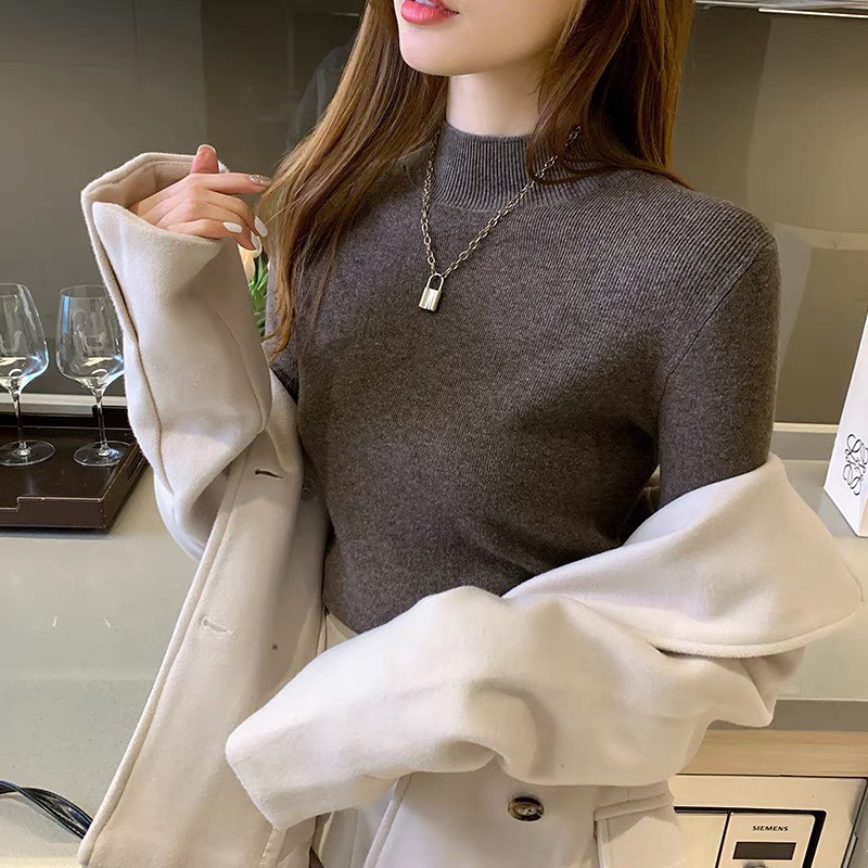 Áo len nữ basic nhiều màu Áo len cổ 3 phân chất len tăm mềm mịn chuẩn Quảng Châu Yams Closet