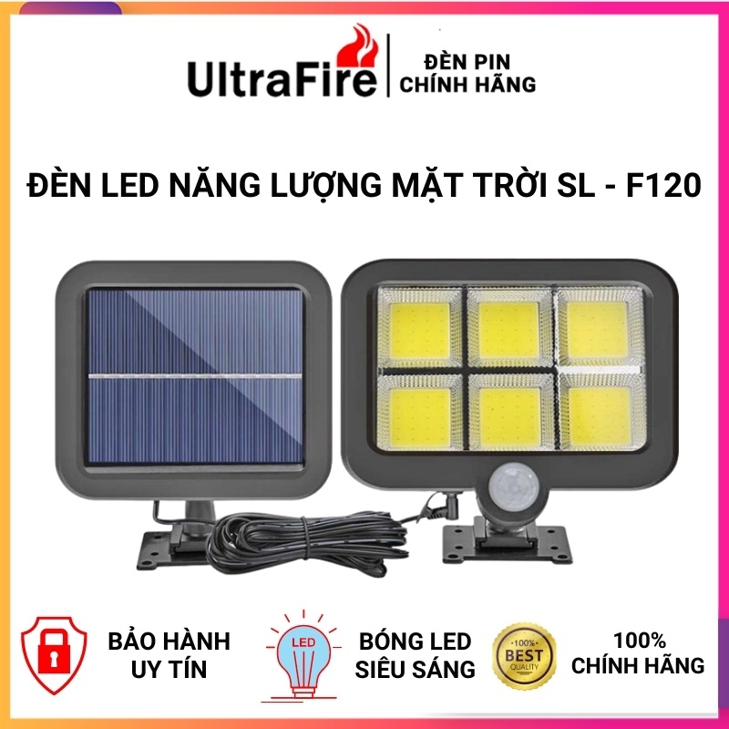 Đèn tích điện năng lượng mặt trời ⭐ Đèn Led SL-F120 bóng siêu sáng, pin tách rời chống nước, điều kiển từ xa