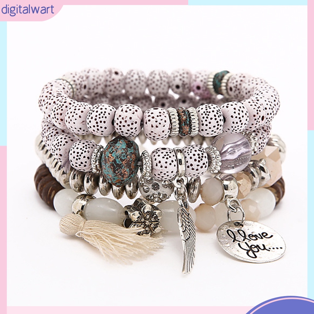 Vòng đeo tay chuỗi hạt nhiều lớp phong cách Bohemian cá tính thời trang cho nữ