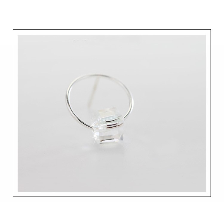 Khuyên Tai Hình Vuông Đính Đá Pha Lê Nhân Tạo Phong Cách Hàn Quốc