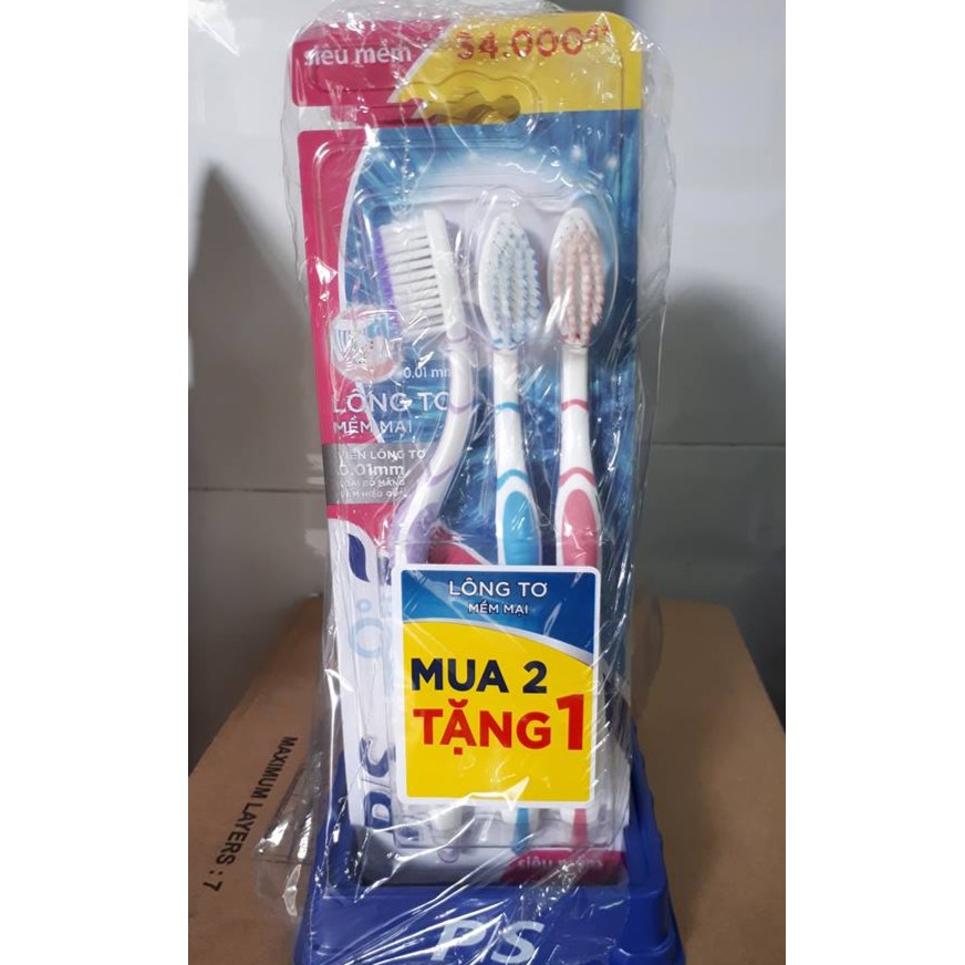 1 Khay bàn chải p/s lông tơ mua 2 tặng 1  ( 6vỉ x 3 = 18cây)