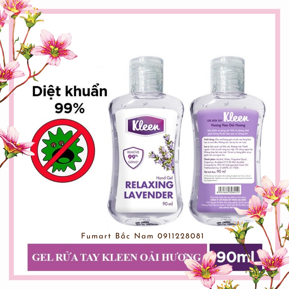 Gel Rửa Tay Khô Diệt Khuẩn 99% Kleen 90ml - Hương Oải Hương