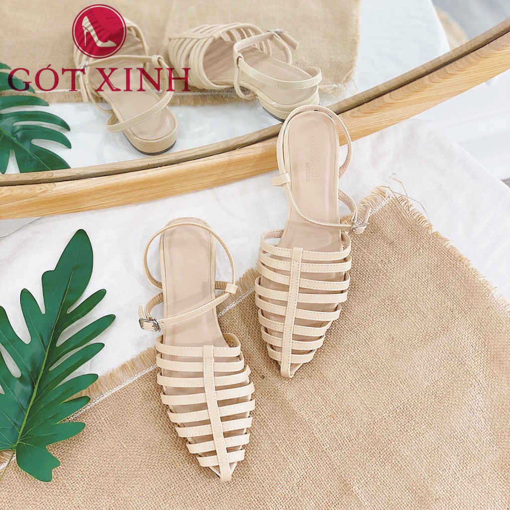 Giày sandal rọ nữ GÓT XINH SD1 da mềm đế vuông cao 2cm