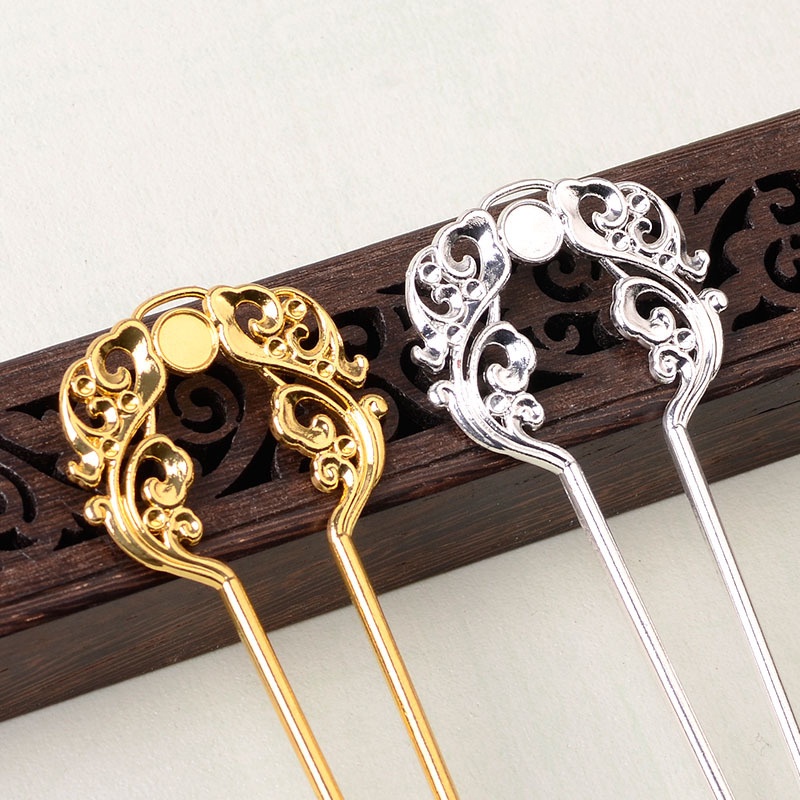 1 cán trâm đúc họa tiết đôn hoàng 40*105mm nguyên liệu làm trâm làm trang sức cổ trang cosplay cổ phục có màu KC