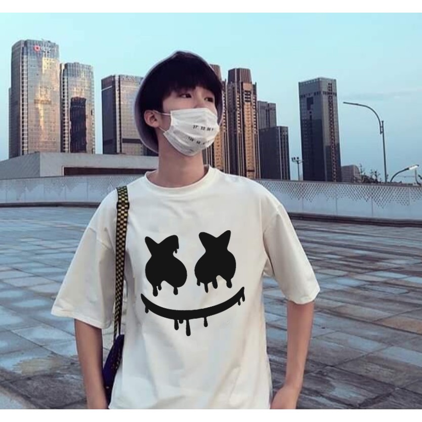 Áo thun unisex tay lỡ Mặt Cười XX nam nữ basic form rộng hàng có size áo phông trắng mùa hè streetwear oversize