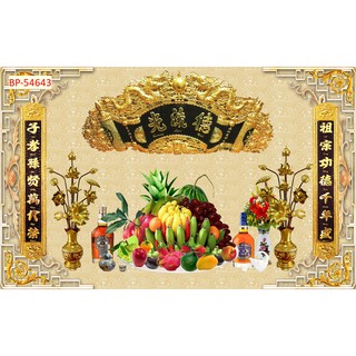 Tranh dán tường Phòng thờ/ Vải Lụa UV cao cấp/KT: 130cm x 180cm