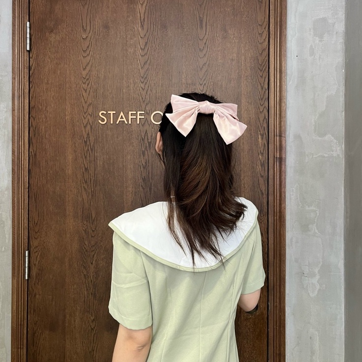 (HÀNG SẴN) Kẹp tóc nơ satin, kẹp tóc tiểu thư đính nơ xinh xắn