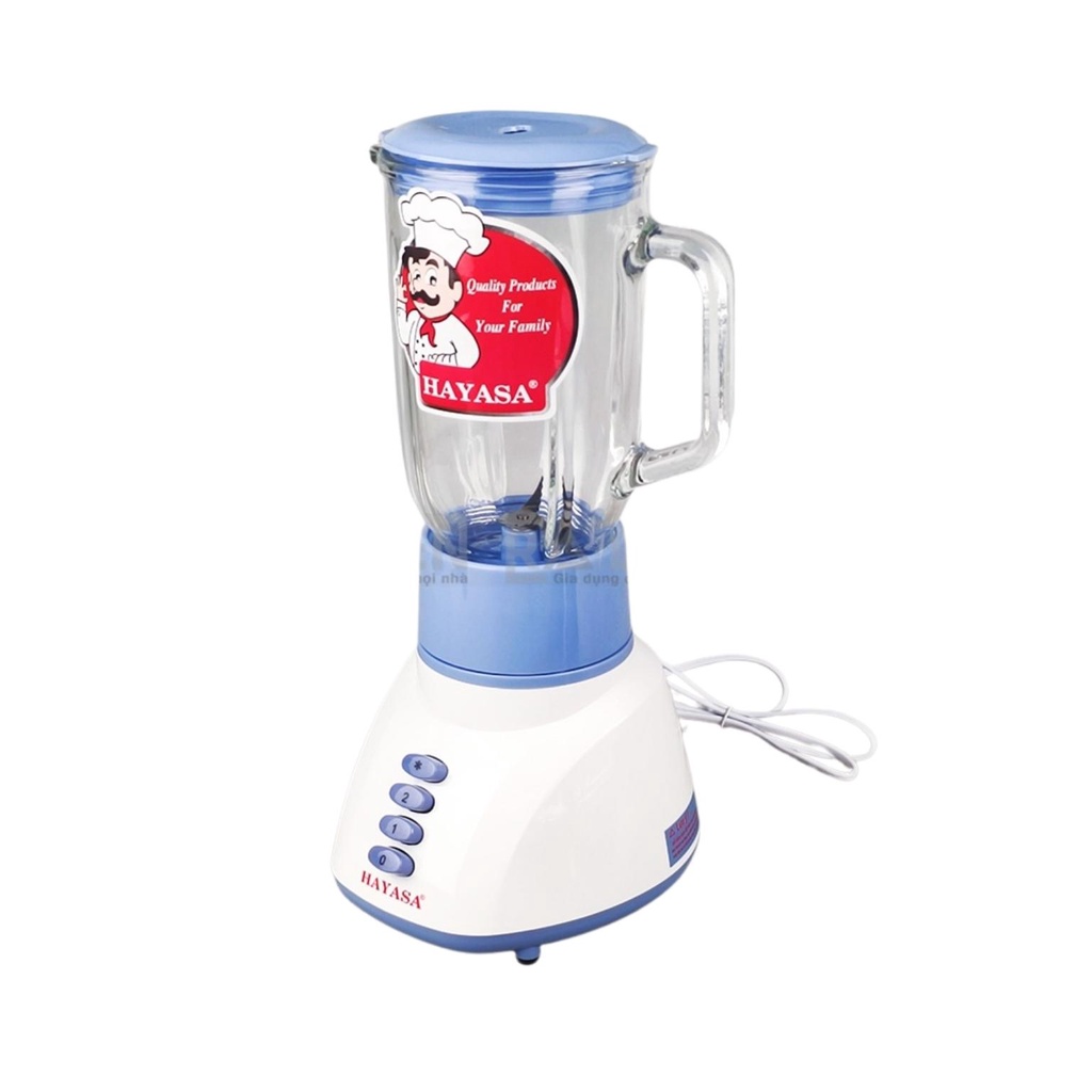 Máy xay sinh tố cối thủy tinh, máy xay đa năng dao thép không gỉ công suất 350W Hayasa HA-0181