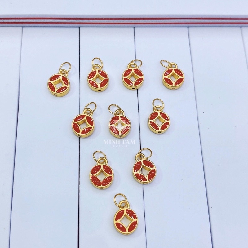 Charm treo đồng xu tài lộc 24k,Charm 24k đồng xu may mắn-Minh Tâm Jewelry