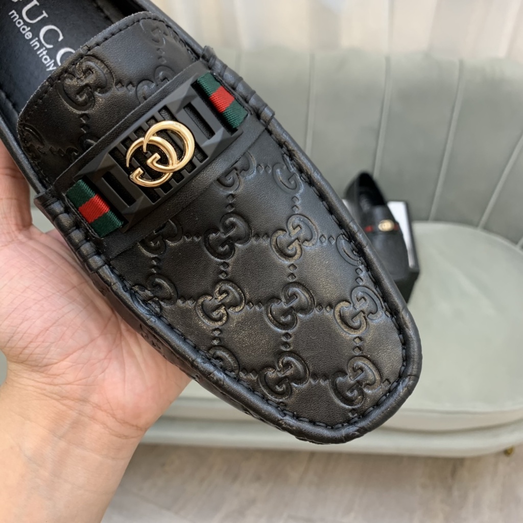Giày lười nam cao cấp da thật GUCCI GG GC thiết kế thanh lịch mang phong cách retro