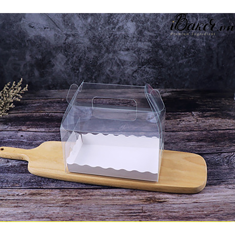 Hộp bánh cuộn mica trong - size trung 16x9x9