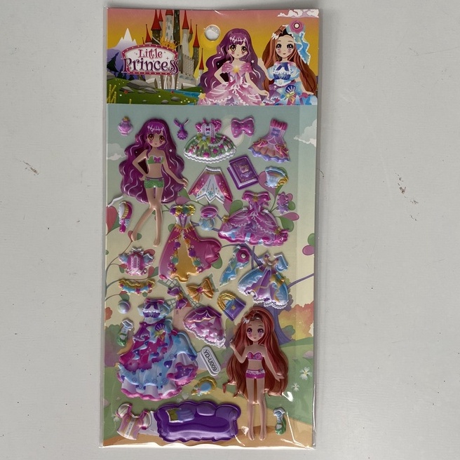 Tấm Hình dán sticker nổi 2 thay váy áo và phụ kiện 23cmx11cm cho bé gái mẫu mới cực đẹp