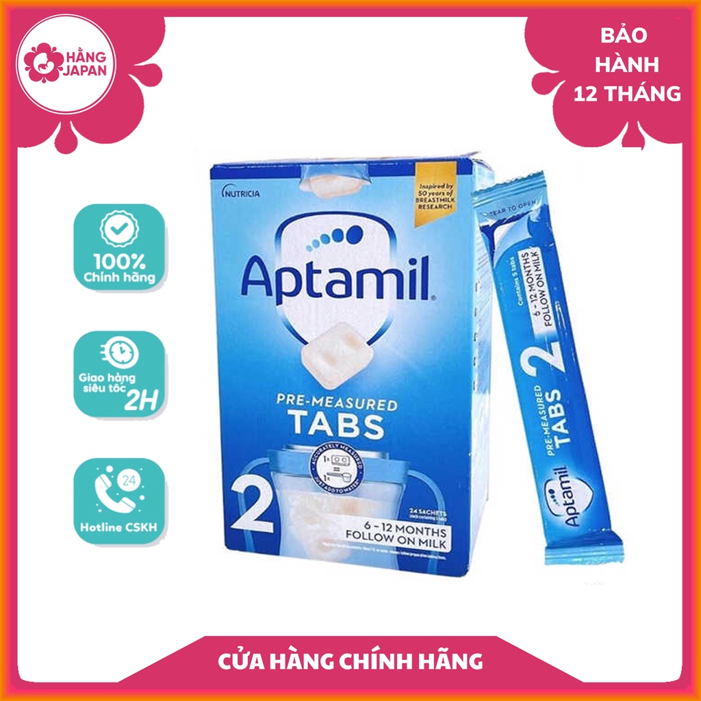 Sữa Aptamil UK dạng thanh 25g số 1, số 2, sữa cô đặc hút chân không cho bé 0M+