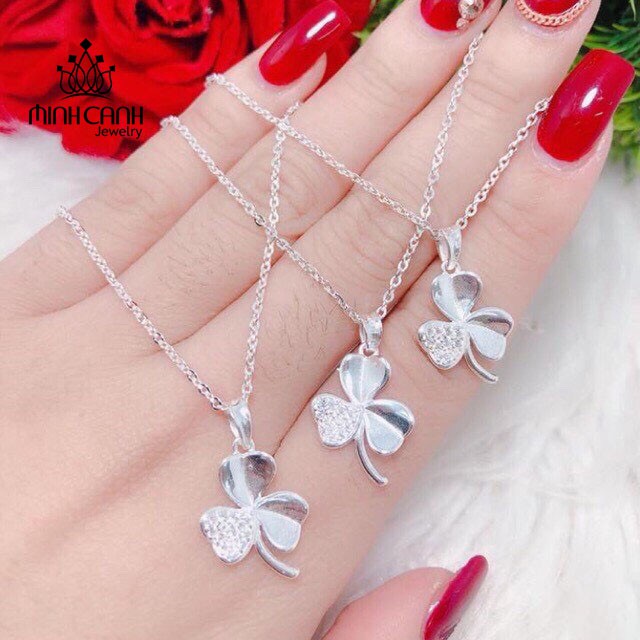 [Mã FARSBR151 giảm 100% đơn 0đ] Vòng Cổ Bạc Ta Cỏ 3 Lá May Mắn - Minh Canh Jewelry