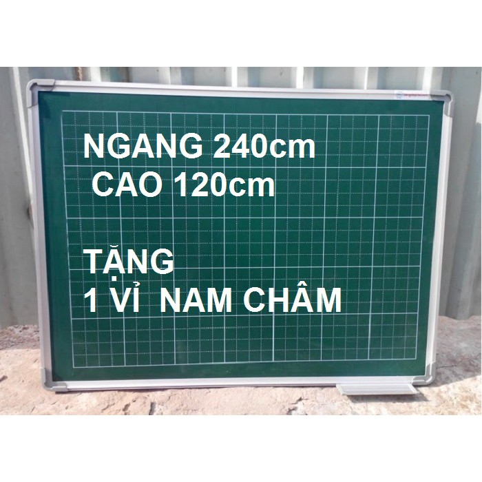 BẢNG TỪ XANH TH KẺ Ô LY TIỂU HỌC CAO CẤP KÍCH THƯỚC 120 x 240cm TẶNG KÈM NAM CHÂM