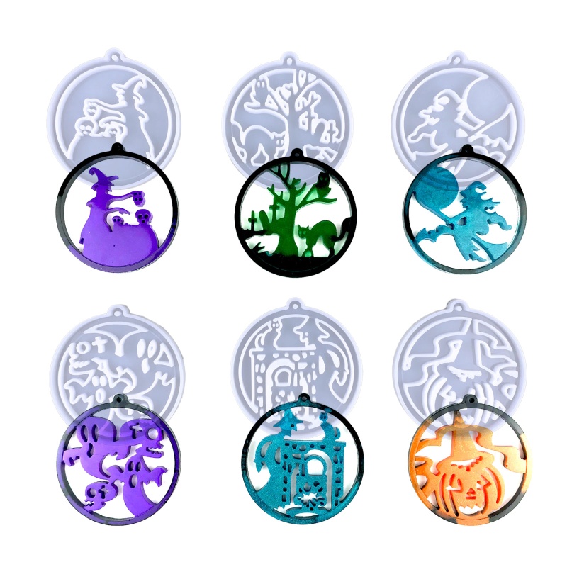 Khuôn Silicone Làm Móc Khóa Hình Phù Thủy Halloween Lấp Lánh DIY