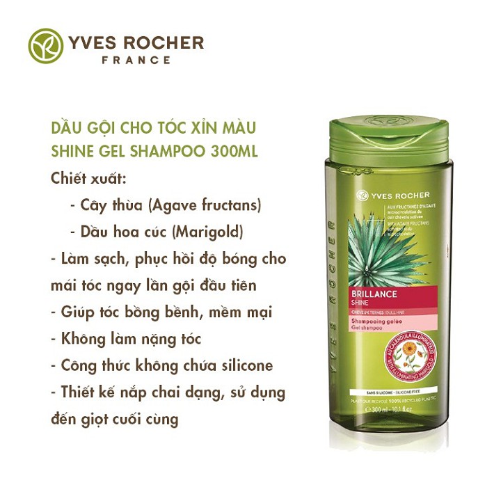 Dầu Gội Bóng Mượt Tóc Yves Rocher Shine Gel Shampoo 300ml