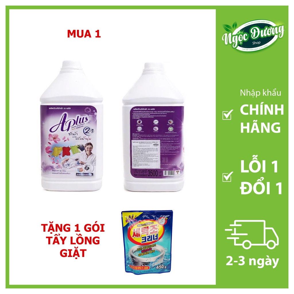 Nước giặt Aplus 3500ml, nước giặt xả 2 trong 1, nước giặt Thái Lan