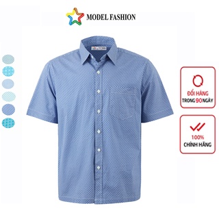 Áo sơ mi nam trung niên ngắn tay vạt ngang Model fashion thời trang hoạ tiết ASM200