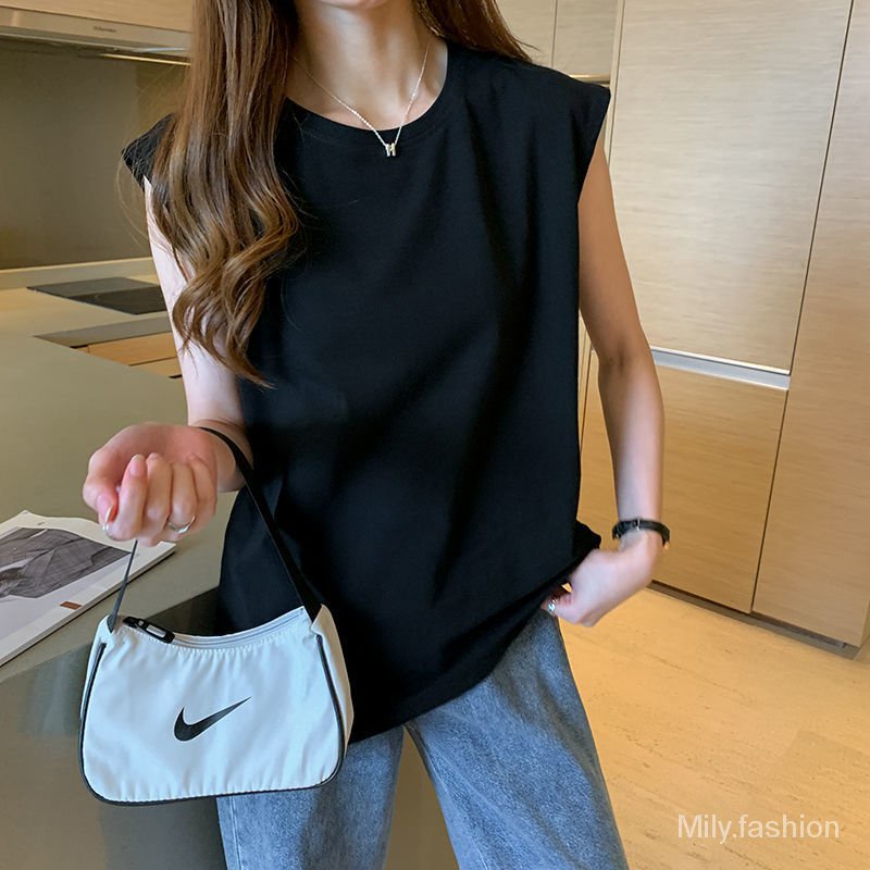 Áo Sát Nách Cổ Tròn Dáng Rộng Màu Trắng Size 4xhn