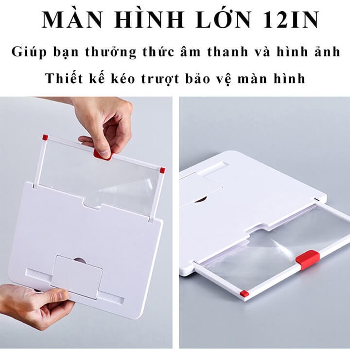 Kính phóng to màn hình điện thoại 5D 12 inch chống mỏi mắt, phóng đại màn hình siêu lớn sắc net