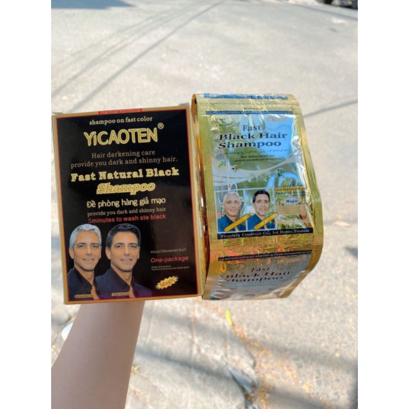 Hộp 10 gói Gội Dầu Gội Là Đen Tóc Fast Black Ycaitang