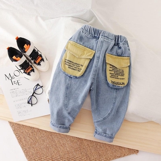 Quần Yếm Jean Dài Dáng Rộng Thời Trang Xuân Thu 2020 Dành Cho Bé Trai 90-130