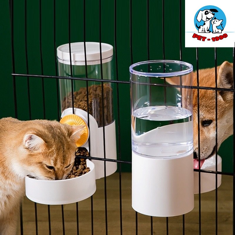 Combo Bát Ăn + Bát Uống Nước Treo Chuồng - Khay Đựng Thức Ăn Và Nước Uống Gắn Lồng Tự Động Cho Chó Mèo