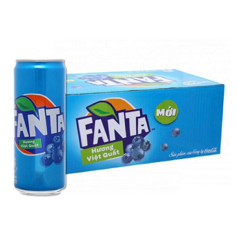 Thùng 24 lon nước ngọt fanta vị việt quất (blue berry) 24x330ml