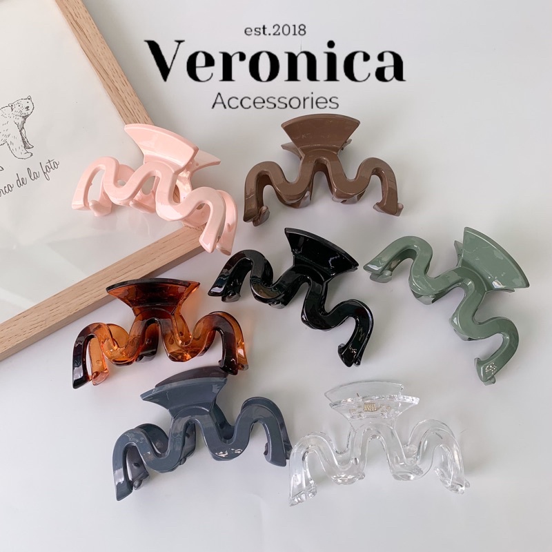 Kẹp tóc càng cua gợn sóng Hàn Quốc phụ kiện tóc Veronica