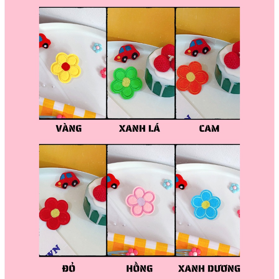 Sticker trang trí túi xách balo, pin cài áo hình bông hoa chất liệu vải MEOW STORE MK02