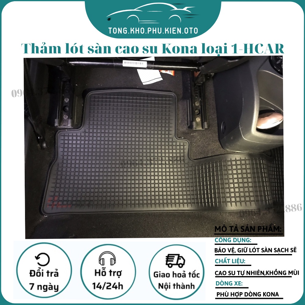 Thảm lót sàn xe Huyndai Kona cao su tự nhiên cao cấp, không mùi 2018- 2022 Hàng loại 1 - PVC HCAR