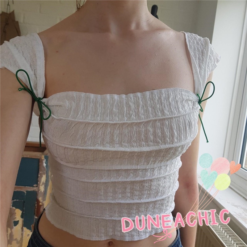 DUNEA Áo Tank Top Hai Dây Hở Lưng Gợi Cảm Cho Nữ
