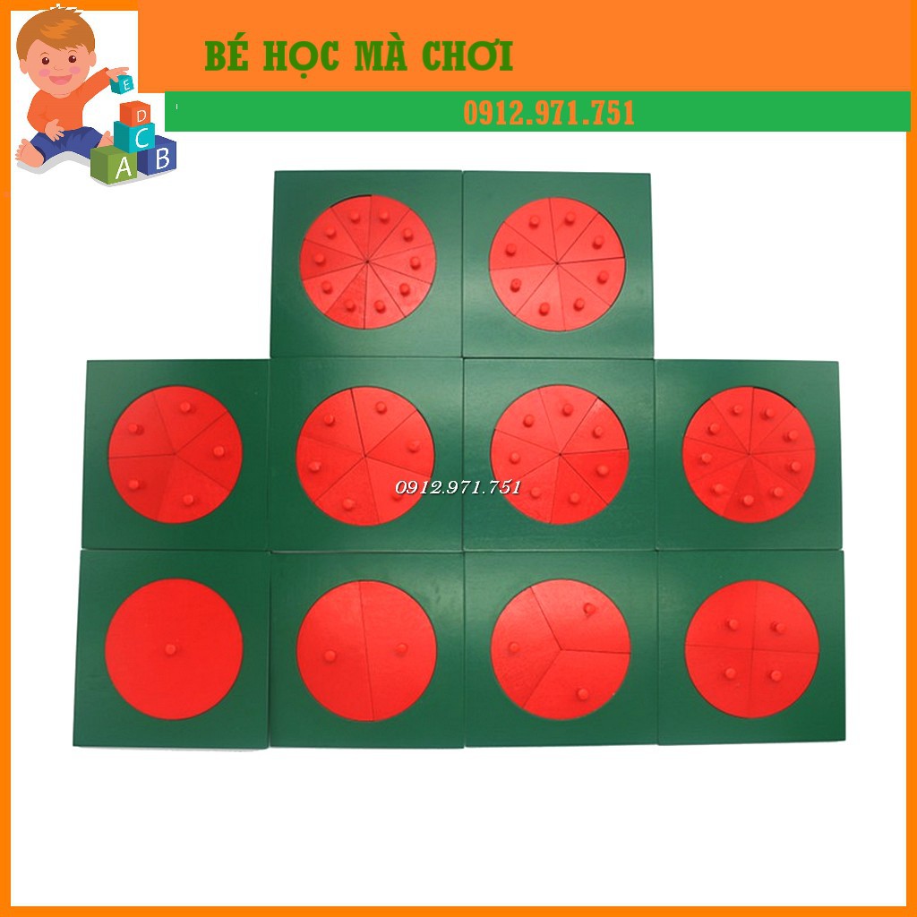 Giáo cụ Montessori - Trò chơi phân số 1/1 đến 1/10