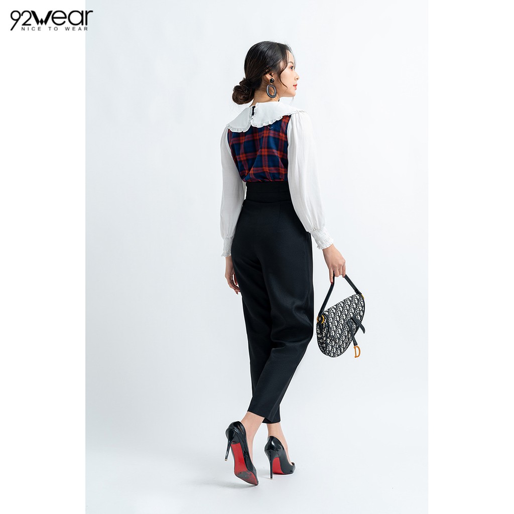 Quần baggy nữ cạp cao gấp ly QAW0680 - 92WEAR | BigBuy360 - bigbuy360.vn