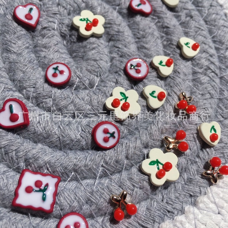 Charm nail cherry nhiều mẫu trang trí móng xinh