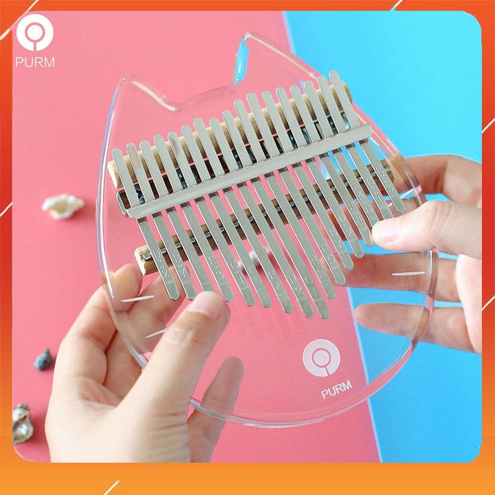 Kalimba Trong Suốt Hình Mèo Dễ Thương 17 Phím PURM - Đàn Kalimba Thumbs Piano KK434