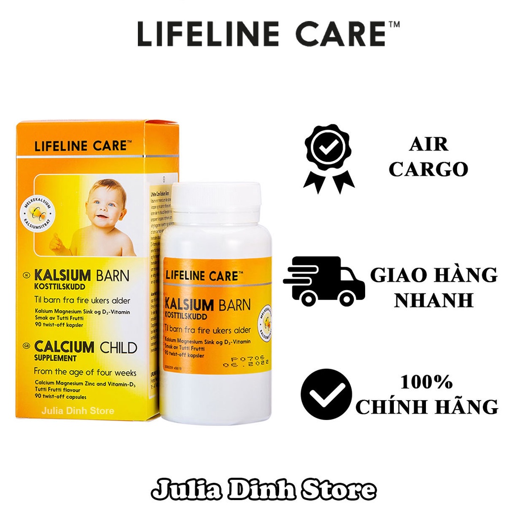 [Nội địa Nauy có Bill] Canxi sữa Lifeline Care Na Uy (hộp 60 viên) Dầu cá kim cương