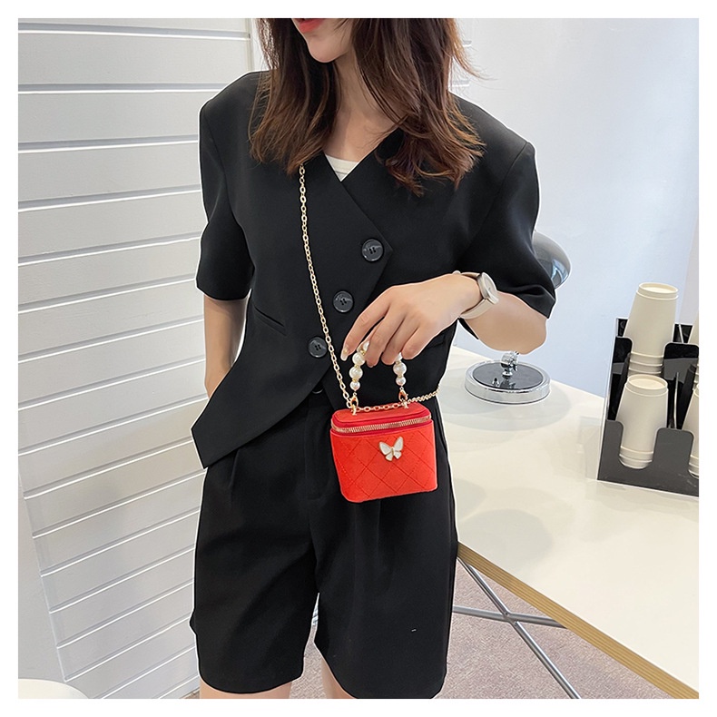 Túi Đeo JASMIN NOIR Chéo Hình Vuông Bằng Vải Phối Dây Xích Thời Trang Dành Cho Nữ