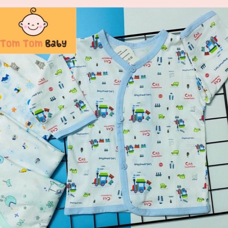 Áo sơ sinh Cài Xéo Họa Tiết JOU, chất vải cotton 100% cao cấp mềm, mịn, thoáng mát, hàng giao giống hình