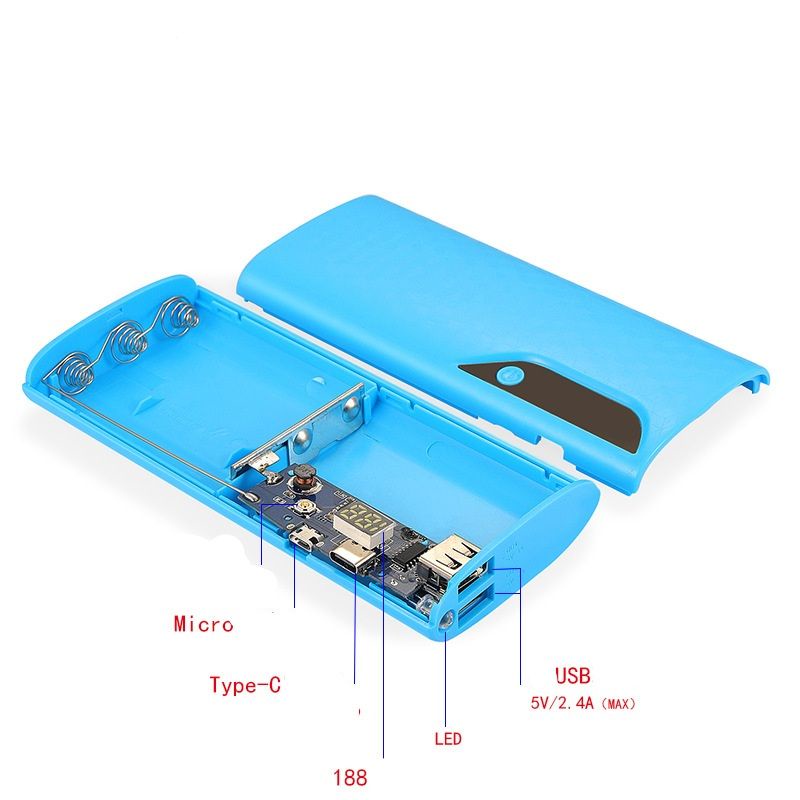 BỘ VỎ 5 PIN - BOX SẠC DỰ PHÒNG ĐIỆN THOẠI CHÂN LÒ XO DÙNG PIN 18650 KHÔNG PHẢI HÀN