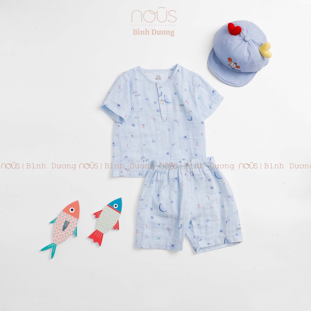 Bộ quần áo trẻ em cộc Nu Xô xanh hoa quả 12 đến 24 tháng NOUS Bình Dương - BipbipStore