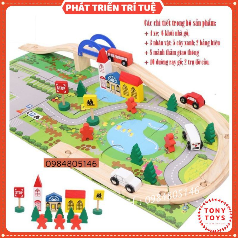 Đồ Chơi Gỗ Lắp Ghép MÔ HÌNH GIAO THÔNG Thành Phố An Toàn Cho Bé