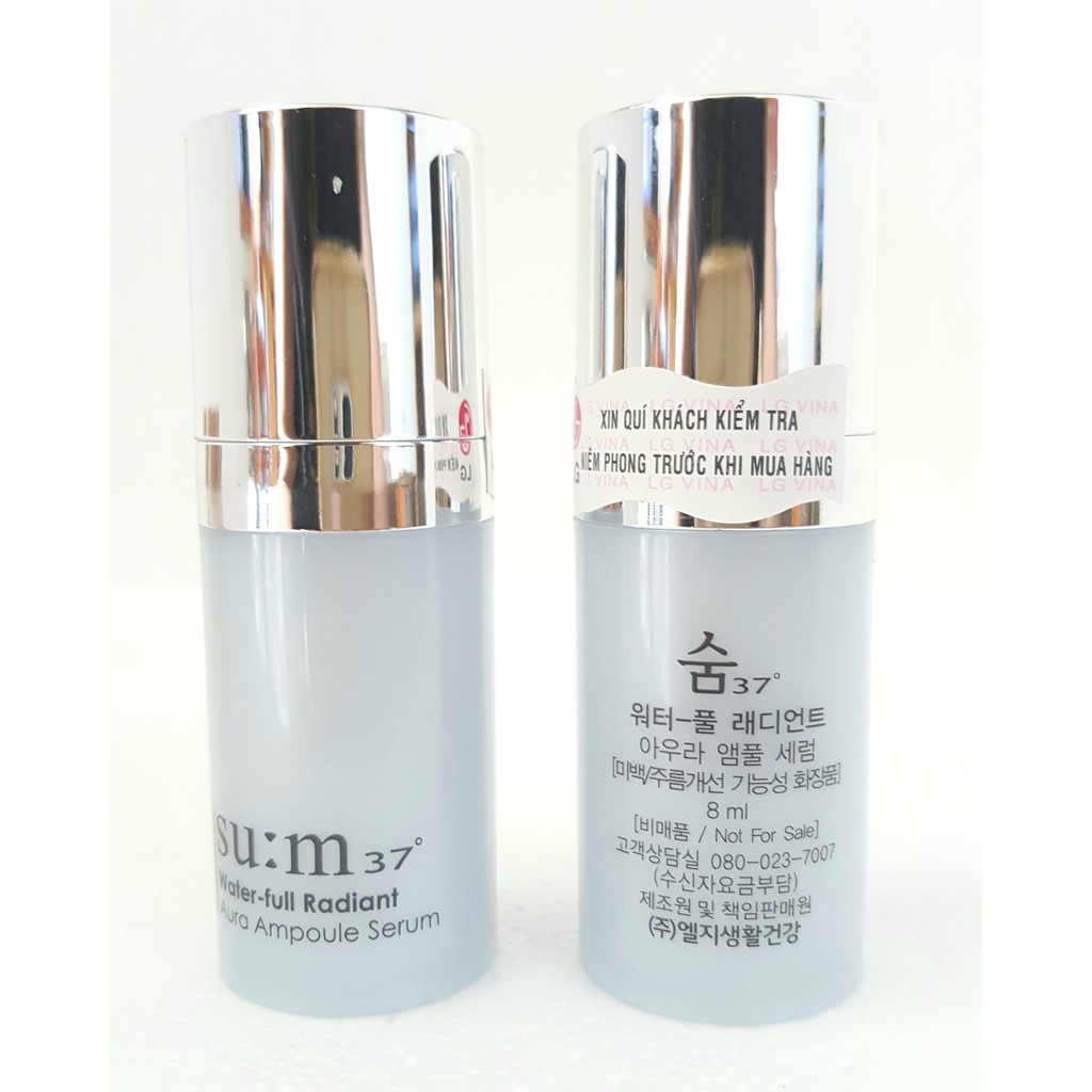 Chai tinh chất dưỡng trắng, giảm mụn, chống nhăn Su:m37 Water Full Radiant Aura Ampoule Serum 8ml