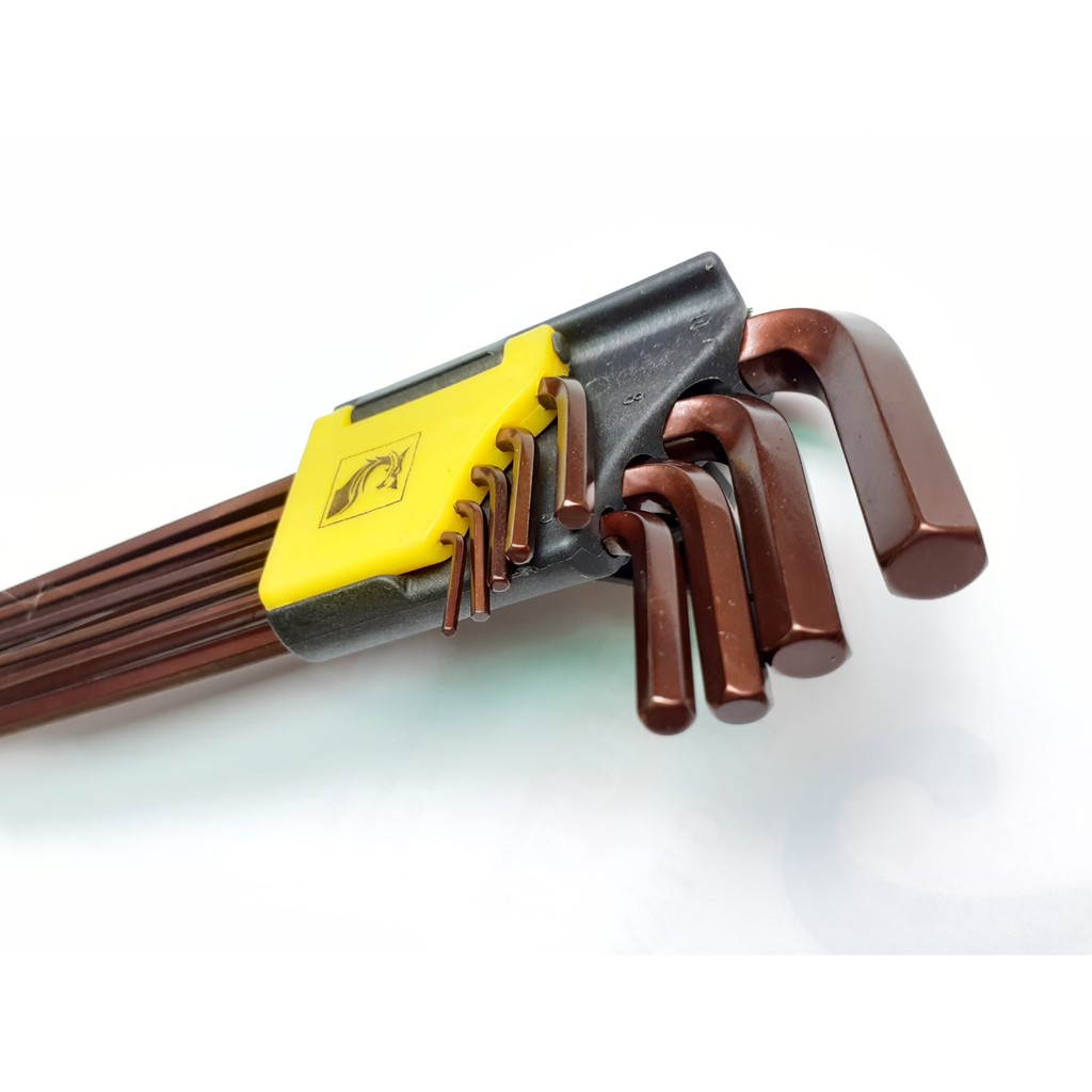 Bộ lục giác 9 cây có đầu bi, độ cứng HRC 50-55 hiệu LS+ cao cấp đa năng 1.5 - 10mm EXTRA LONG HEX KEY SET