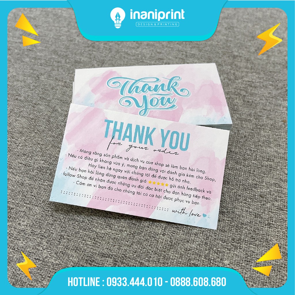 Name card cám ơn , Phiếu cảm ơn, Card thank you dành cho shop bán hàng - MS: 015