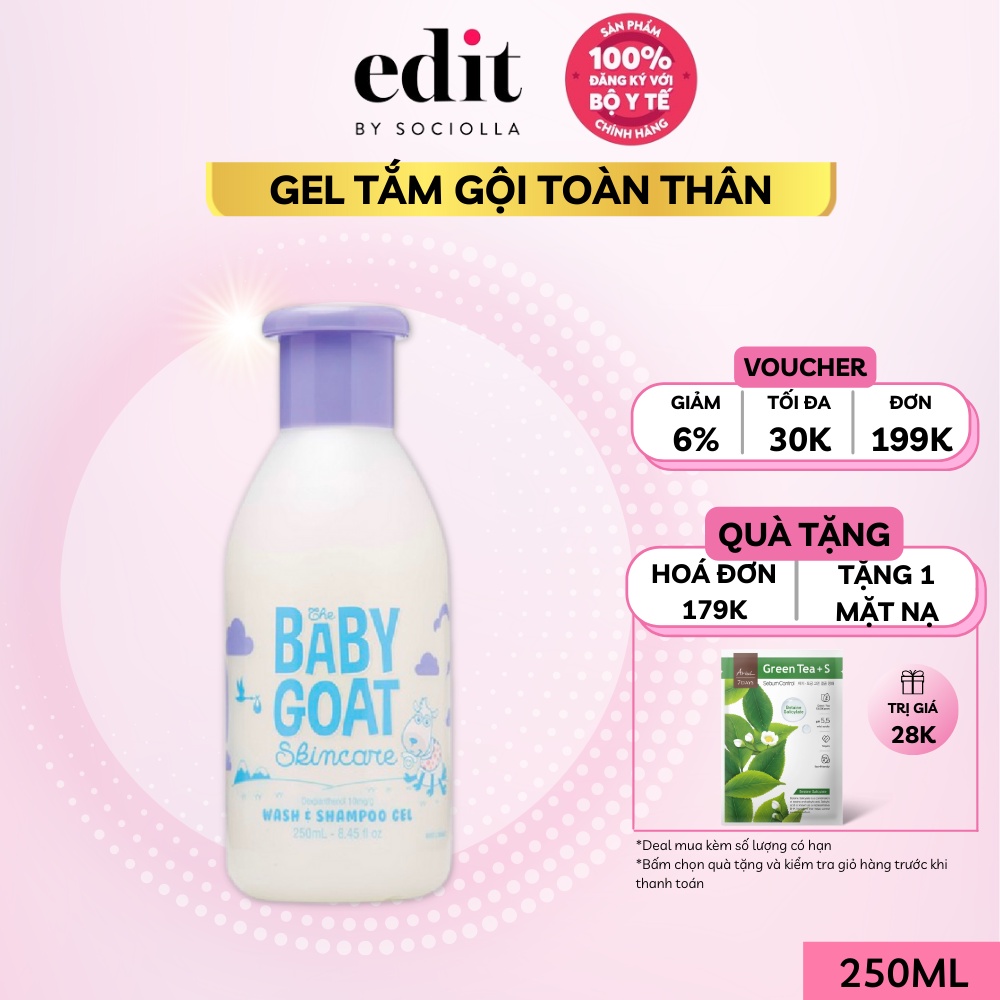 Gel tắm gội toàn thân cho bé chiết xuất Sữa Dê tươi The Goat Skincare 250ml