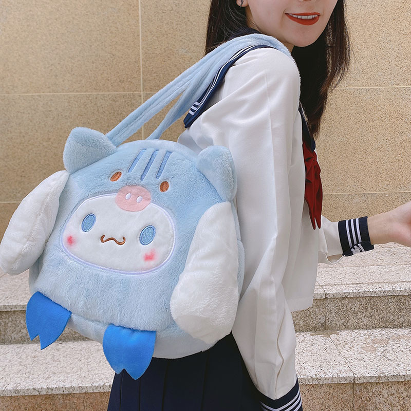 Kuromi Uniform Handbag  Shoulder Bag  Japanese Style Cute Penguin Plush Studnet Cartoon Cinnamoroll