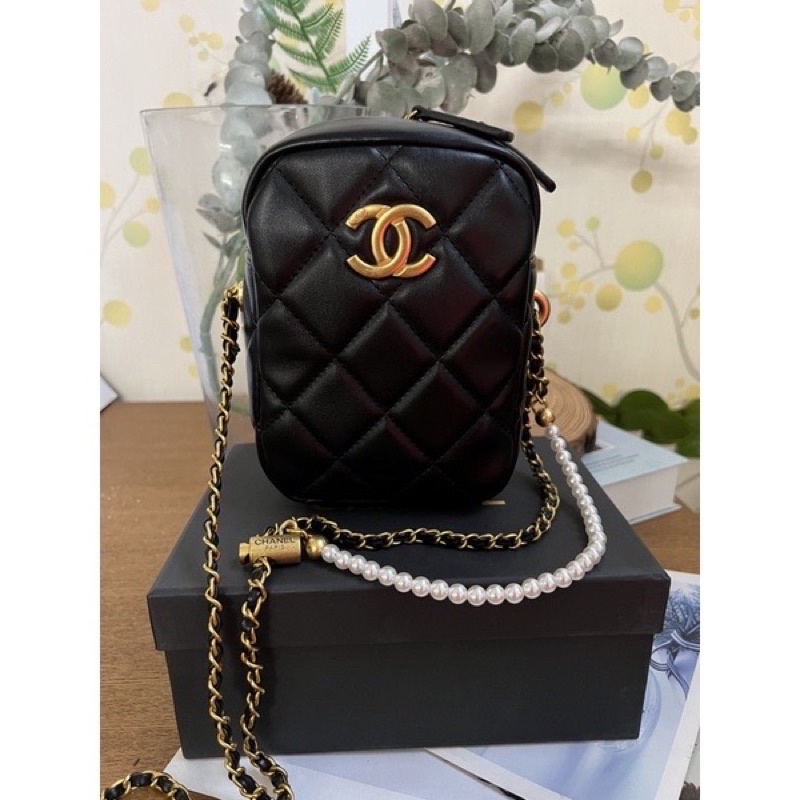 túi Chanel Vip Gift chữ nhật dây trai size 13x17x6cm