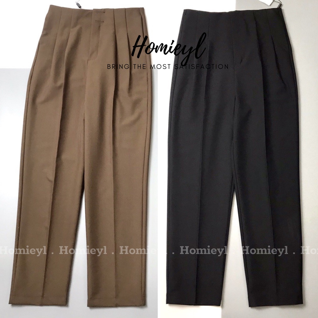 Quần tây nữ lưng cao cạp liền cạp cao công sở Homieyl cao cấp chất vải đẹp, quần baggy nữ lưng cao màu đen đi học đi làm